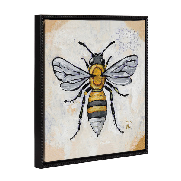 kate & laurel Sylvie Beaded Honeycomb Framed Canvas by Mackenzie Nelson