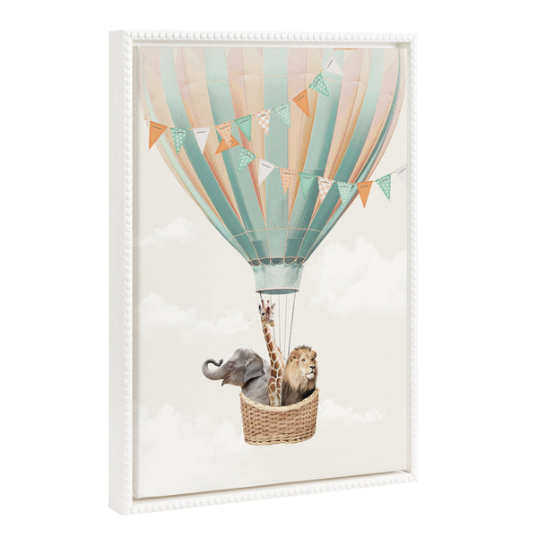 Kate & Laurel Sylvie Beaded Hot Air Balloon Travel Framed Canvas By July Art Prints