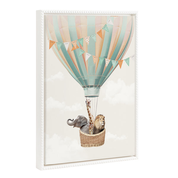 kate & laurel Sylvie Beaded Hot Air Balloon Travel Framed Canvas by July Art Prints