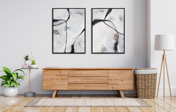 Kate & Laurel Sylvie Beaded In The Quiet Of Thought 1 And 2 Framed Canvas Art Set By Nikita Jariwala