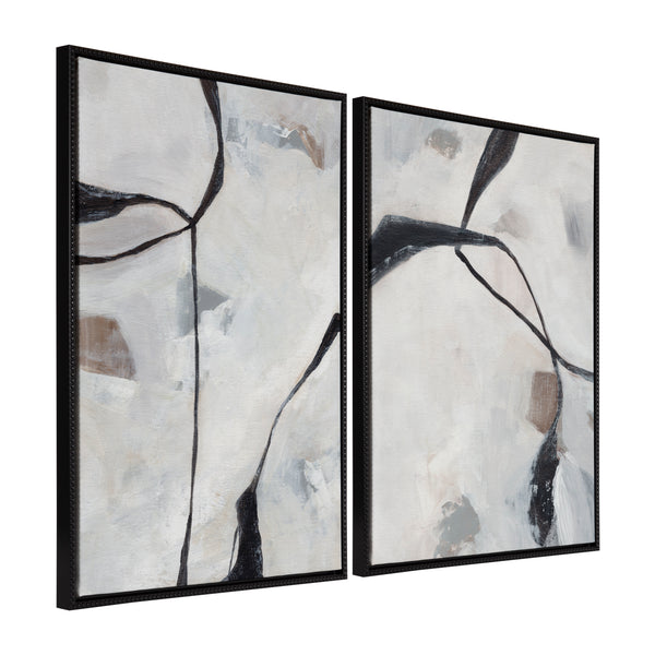 kate & laurel Sylvie Beaded In the Quiet of Thought 1 and 2 Framed Canvas Art Set by Nikita Jariwala
