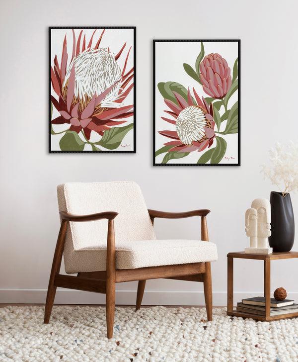 Kate & Laurel Sylvie Beaded King Protea And King Protea 2 Framed Canvas Art Set By Mackenzie Nelson
