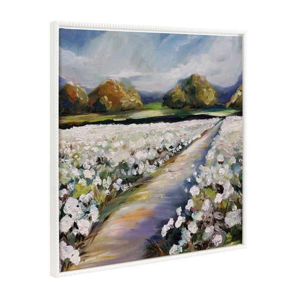 Kate & Laurel Sylvie Beaded Land Of Cotton Framed Canvas By Mary Sparrow