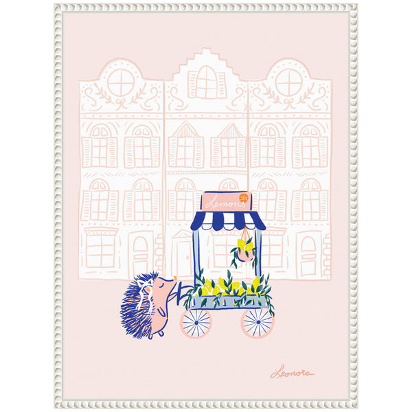 Kate & Laurel Sylvie Beaded Lemon Stroll Framed Canvas By Yellow Heart Art