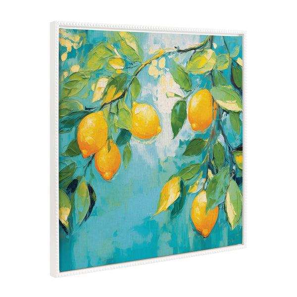 Kate & Laurel Sylvie Beaded Lemon Tree Framed Canvas By The Creative Bunch Studio