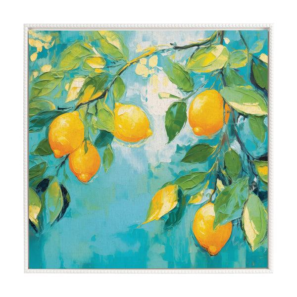 Kate & Laurel Sylvie Beaded Lemon Tree Framed Canvas By The Creative Bunch Studio
