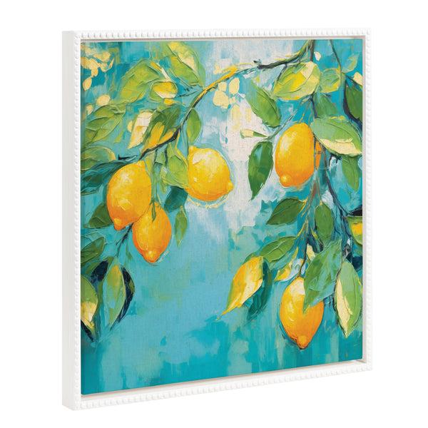 kate & laurel Sylvie Beaded Lemon Tree Framed Canvas by The Creative Bunch Studio