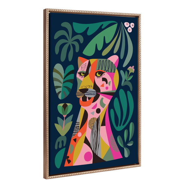 Kate & Laurel Sylvie Beaded Leopard Framed Canvas By Rachel Lee