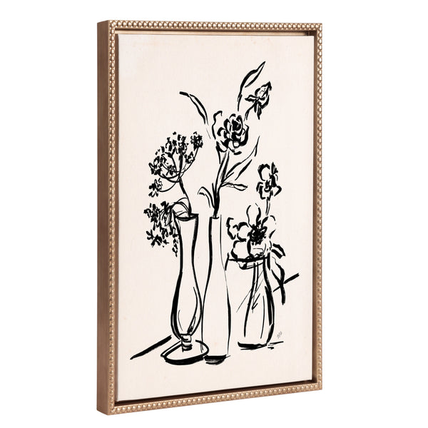 Kate & Laurel Sylvie Beaded LV Freshly Picked Floral 5 Framed Canvas By Valerie McKeehan Of Lily And Val