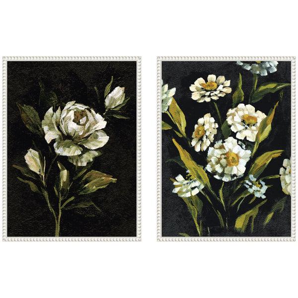 Kate & Laurel Sylvie Beaded Moody Floral 1 And 2 Framed Canvas Art Set By Annie Quigley