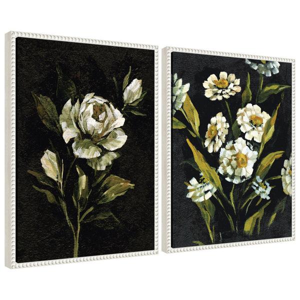 kate & laurel Sylvie Beaded Moody Floral 1 and 2 Framed Canvas Art Set by Annie Quigley