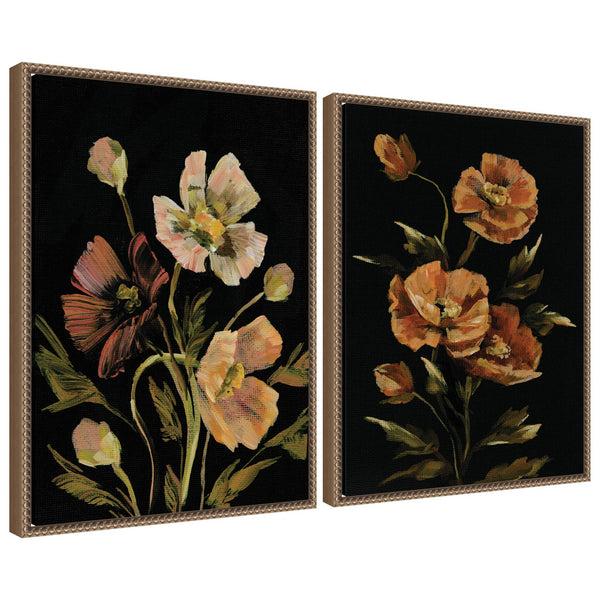 kate & laurel Sylvie Beaded Moody Floral 5 and 6 Framed Canvas Art Set by Annie Quigley
