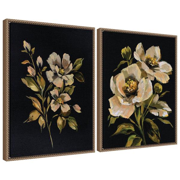 kate & laurel Sylvie Beaded Moody Floral 7 and 8 Framed Canvas Art Set by Annie Quigley