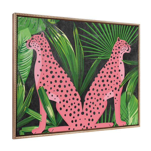 kate & laurel Sylvie Beaded NC Cheetah Jungle Framed Canvas by Nikki Chu