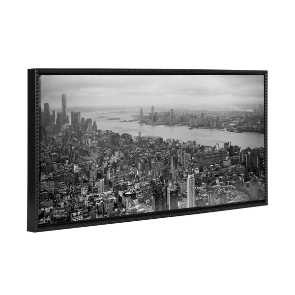 kate & laurel Sylvie Beaded New York No 1 Black and White Framed Canvas by Crystal Lynn Collins