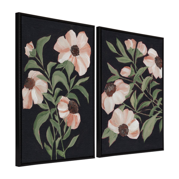 kate & laurel Sylvie Beaded Nocturnal Blossom 1 and 2 Framed Canvas Art Set by Nikita Jariwala