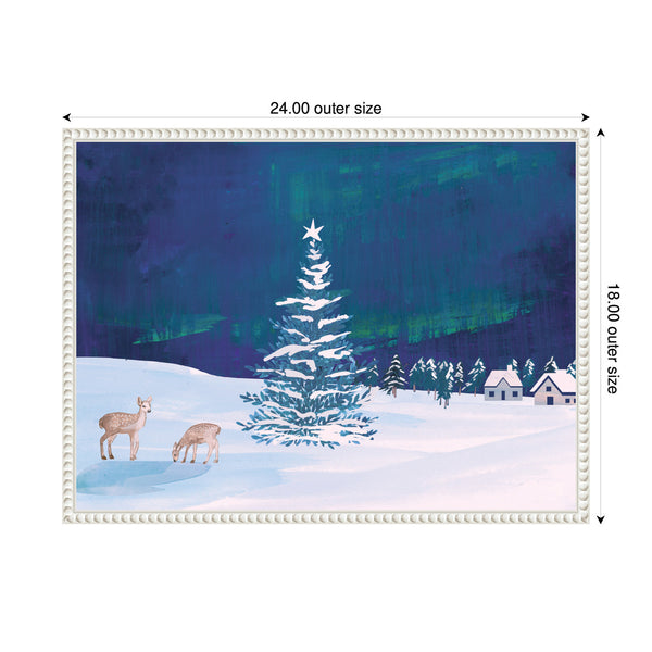 Kate & Laurel Sylvie Beaded Nothern Lights Winter Framed Canvas By Teju Reval