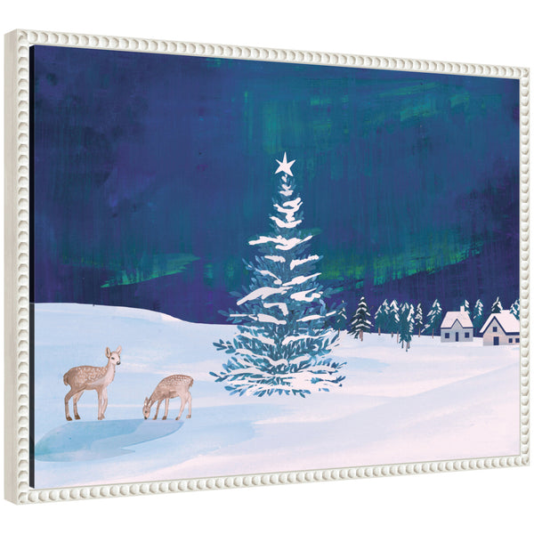 kate & laurel Sylvie Beaded Nothern Lights Winter Framed Canvas by Teju Reval