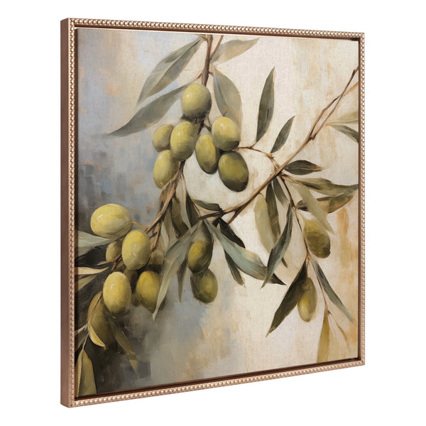 Kate & Laurel Sylvie Beaded Olive Tree Framed Canvas By The Creative Bunch Studio