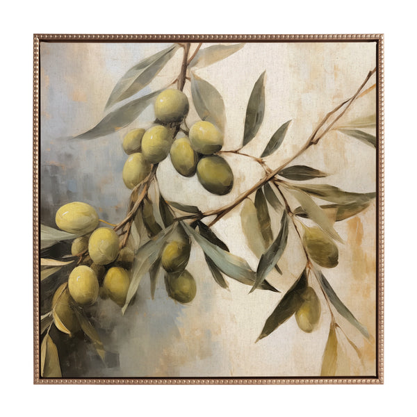 Kate & Laurel Sylvie Beaded Olive Tree Framed Canvas By The Creative Bunch Studio
