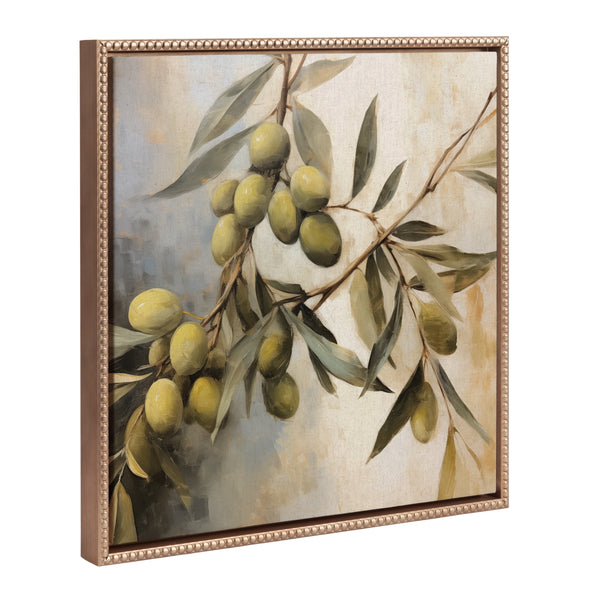 kate & laurel Sylvie Beaded Olive Tree Framed Canvas by The Creative Bunch Studio