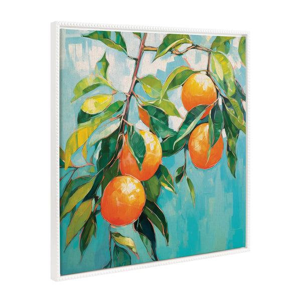 Kate & Laurel Sylvie Beaded Orange Tree Framed Canvas By The Creative Bunch Studio