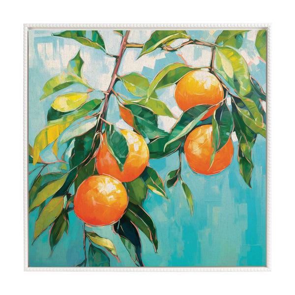 Kate & Laurel Sylvie Beaded Orange Tree Framed Canvas By The Creative Bunch Studio