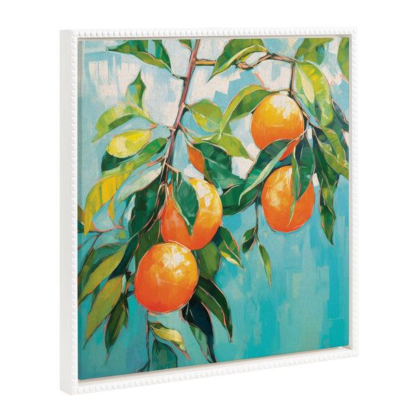 kate & laurel Sylvie Beaded Orange Tree Framed Canvas by The Creative Bunch Studio