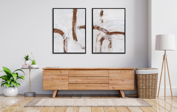 Kate & Laurel Sylvie Beaded Pathways Of Time I And II Framed Canvas Art Set By Nikita Jariwala