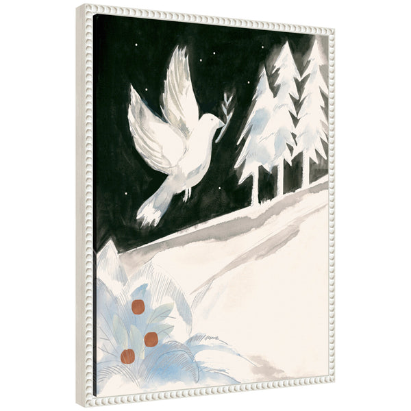 kate & laurel Sylvie Beaded Peace Dove Framed Canvas by Teju Reval