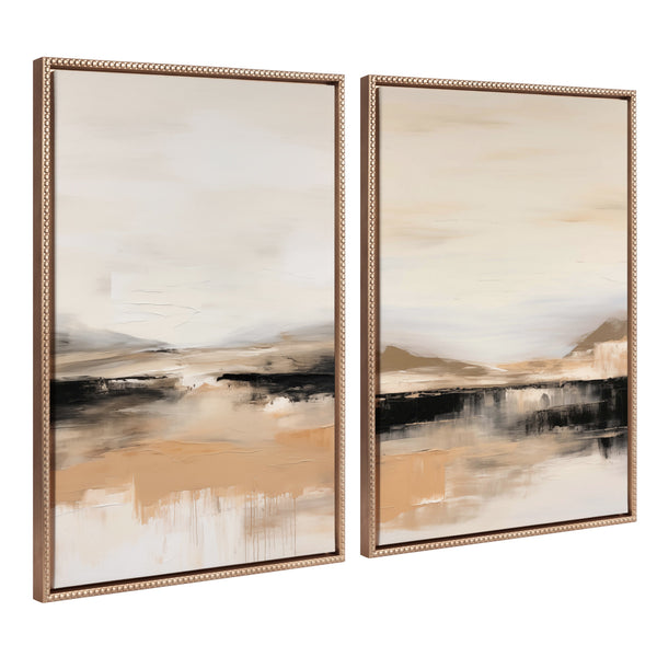 Kate & Laurel Sylvie Beaded Peaceful Landscape I And II Framed Canvas Art Set By Amy Lighthall