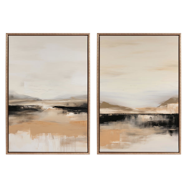 kate & laurel Sylvie Beaded Peaceful Landscape I and II Framed Canvas Art Set by Amy Lighthall