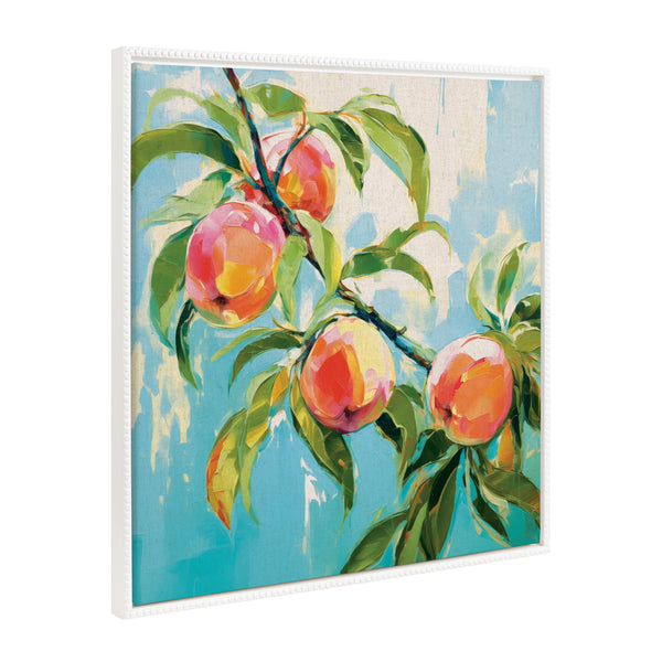 Kate & Laurel Sylvie Beaded Peach Tree Framed Canvas By The Creative Bunch Studio
