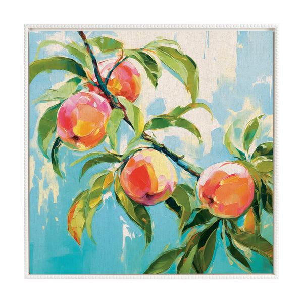 Kate & Laurel Sylvie Beaded Peach Tree Framed Canvas By The Creative Bunch Studio