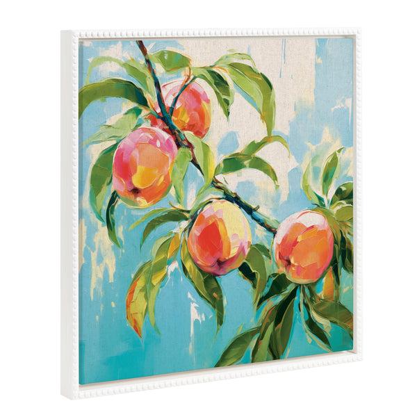 kate & laurel Sylvie Beaded Peach Tree Framed Canvas by The Creative Bunch Studio