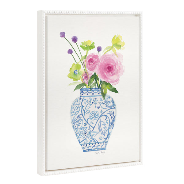 kate & laurel Sylvie Beaded Pink Blooms in Chinoiserie Framed Canvas by Patricia Shaw