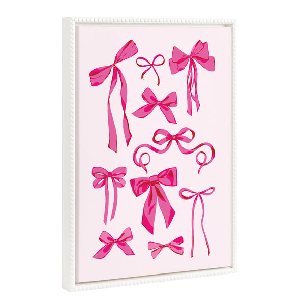 kate & laurel Sylvie Beaded Pink Bows Framed Canvas by Honey Island Studio