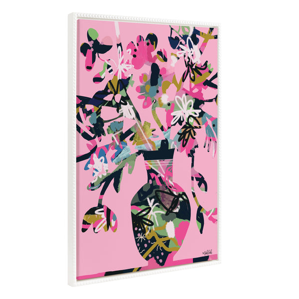 Kate & Laurel Sylvie Beaded Pinnacle Vase Framed Canvas By Inkheart Designs