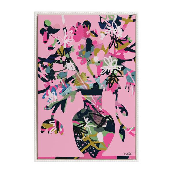 Kate & Laurel Sylvie Beaded Pinnacle Vase Framed Canvas By Inkheart Designs