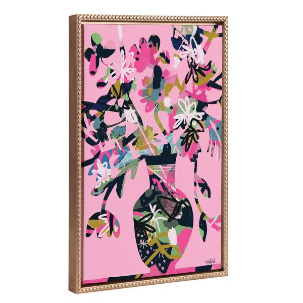 kate & laurel Sylvie Beaded Pinnacle Vase Framed Canvas by Inkheart Designs