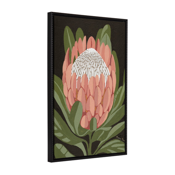 Kate & Laurel Sylvie Beaded Protea Noire Framed Canvas By Mackenzie Nelson