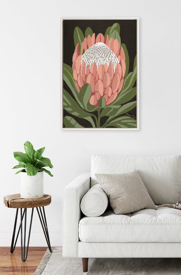 Kate & Laurel Sylvie Beaded Protea Noire Framed Canvas By Mackenzie Nelson
