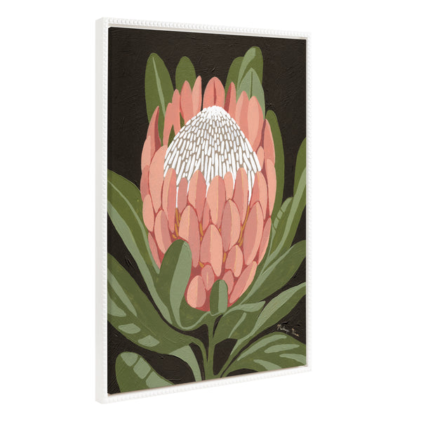 kate & laurel Sylvie Beaded Protea Noire Framed Canvas by Mackenzie Nelson