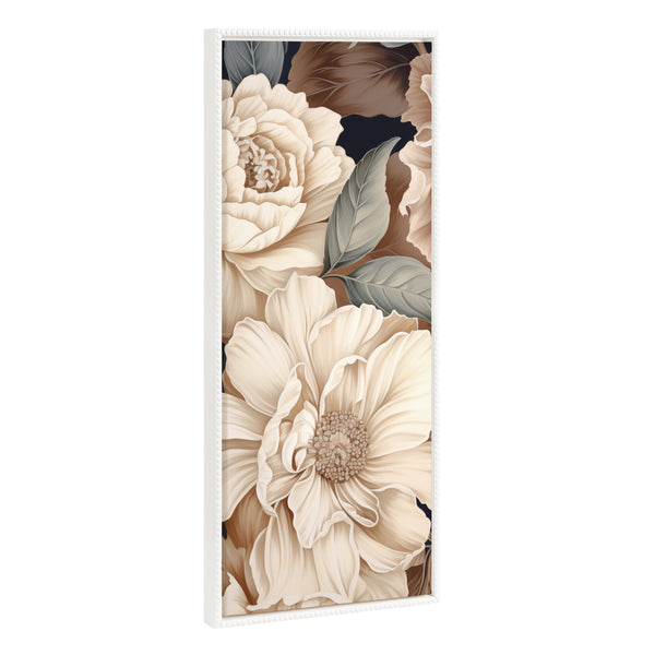 Kate & Laurel Sylvie Beaded Retro Glam Floral In Muted Color Tones Framed Canvas By The Creative Bunch Studio