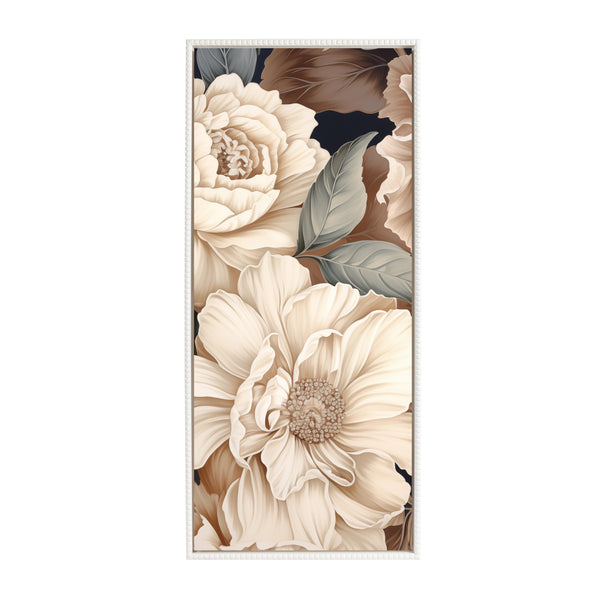 Kate & Laurel Sylvie Beaded Retro Glam Floral In Muted Color Tones Framed Canvas By The Creative Bunch Studio