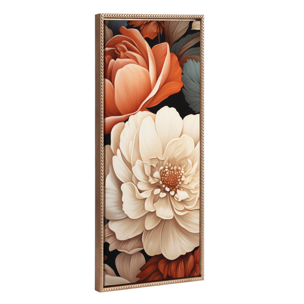 Kate & Laurel Sylvie Beaded Romantic Ivory And Peach Flora Framed Canvas By The Creative Bunch Studio