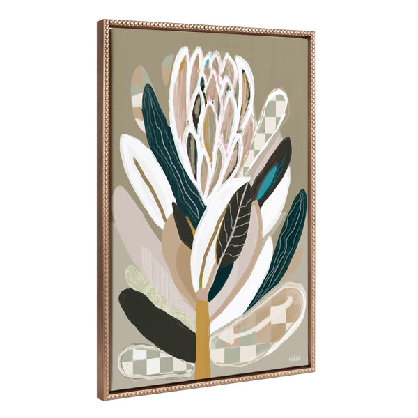 Kate & Laurel Sylvie Beaded Sage Protea Framed Canvas By Inkheart Designs