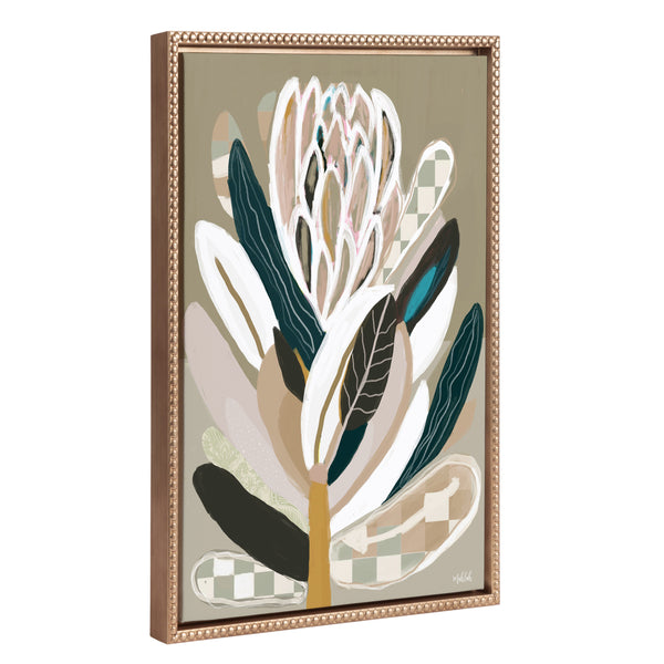 kate & laurel Sylvie Beaded Sage Protea Framed Canvas by Inkheart Designs