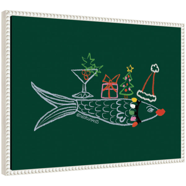 kate & laurel Sylvie Beaded Santa Sardine Framed Canvas by Kendra Dandy