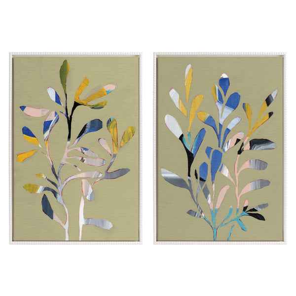 kate & laurel Sylvie Beaded Sedum I and II Framed Canvas Art Set by Nikita Jariwala